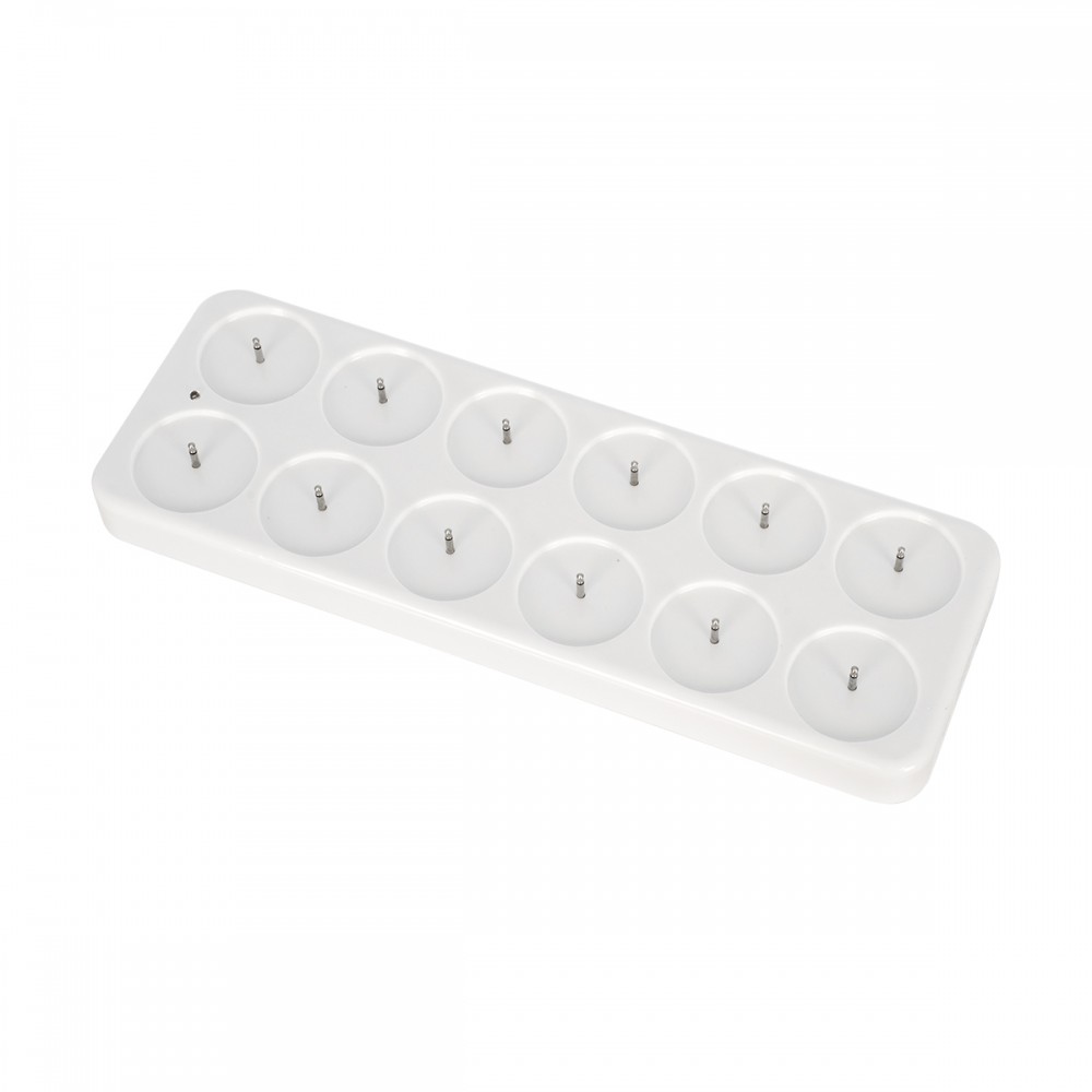 GloboStar® 79565 ΣΕΤ 12 Διακοσμητικών Realistic Κεριών με LED Εφέ Κινούμενης Φλόγας - με Ενσωματωμένη Μπαταρία - Επαναφορτιζόμενα & Βάση Φόρτισης Θερμό Λευκό 2700K