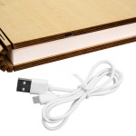 GloboStar® 79636 Vintage Ξύλινο Επιτραπέζιο Διακοσμητικό Φωτιστικό XL Βιβλίο LED SMD 4W 350lm DC 5V 2000mAh Επαναφορτιζόμενο με Καλώδιο Τροφοδοσίας USB RGB 21.5 x 16.5 x 2.2cm