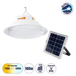GloboStar® SOLAR-BULB 85350 Αυτόνομη Ηλιακή Κρεμαστή Λάμπα LED Giant Γλόμπος 100W 1000lm 140° 2 Λειτουργιών Ρεύματος με AC 220-240V μέσω USB Αντάπτορα ή με Φωτοβολταικό Panel 6V 12W & Επαναφορτιζόμενη Μπαταρία Li-ion 3.2V 5000mAh - Ενσωματωμένο USB 2.