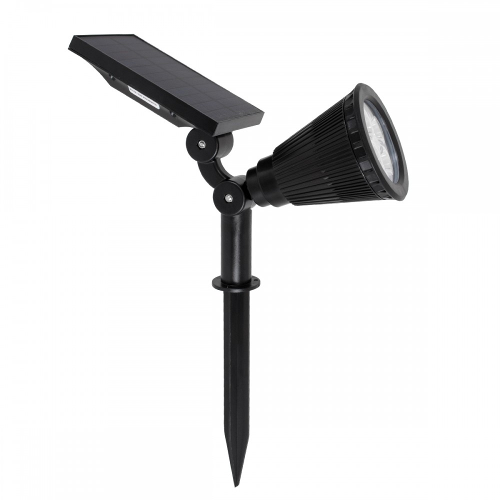 GloboStar® 85710 Μαύρο Προβολάκι Σποτ Κήπου Πλαστικό Καρφωτό LED HIGH POWER 8W 800lm με Ενσωματωμένη Μπαταρία 2200mAh - Φωτοβολταϊκό Πάνελ με Αισθητήρα Ημέρας-Νύχτας Αδιάβροχo IP67 Ψυχρό Λευκό 6000K