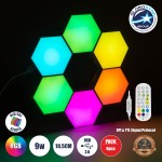GloboStar® DIGIOCTA 90448 Σετ 6 Ψηφιακων LED RGB Φωτιστικών Κυψελών με Ψηφιακό Controller με WiFi Smart APP & Ασύρματο Χειριστήριο RF 2.4Ghz - LED SMD 5050 9W/Σετ 84PIXEL/Σετ 720lm/Σετ 120° DC 5V με USB 2.0 IP20 Πολύχρωμο RGB - Dimmable - Μ10.5 x Π10.