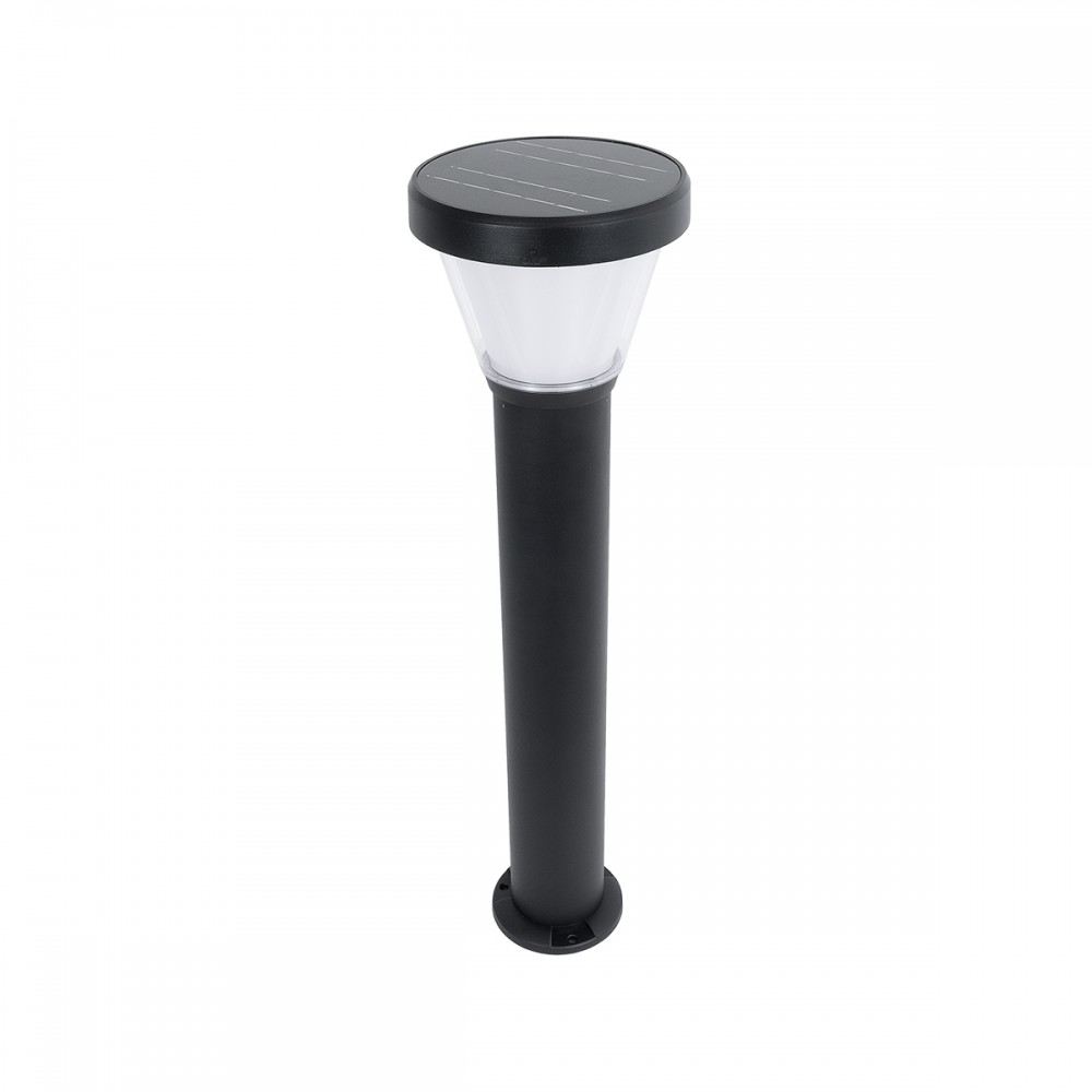 GLOBOSTAR® SOLARDIS 90523 Φωτιστικό Κολωνάκι Κήπου LED 10W 180lm 120° με Ενσωματωμένο Φωτοβολταϊκό Panel 6V 5W & Επαναφορτιζόμενη Μπαταρία Li-ion 3.2V 6000mAh με Αισθητήρα Ημέρας-Νύχτας Αδιάβροχο IP65 Ψυχρό Λευκό 6000K - Μαύρο - Μ24 x Π24 x Υ88cm - 2 