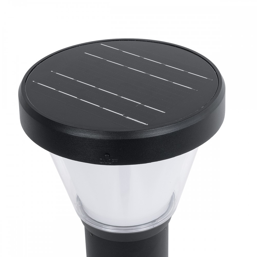 GloboStar® SOLARDIS 90523 LED Solar Bollard Light Κολωνάκι Κήπου Εξωτερικού Χώρου 10W 180lm 120° με Ενσωματωμένο Φωτοβολταϊκό Panel 6V 5W & Επαναφορτιζόμενη Μπαταρία Li-ion 3.2V 6000mAh με Αισθητήρα Ημέρας-Νύχτας - Αδιάβροχο IP65 Φ24 x Υ88cm Ψυχρό Λευ