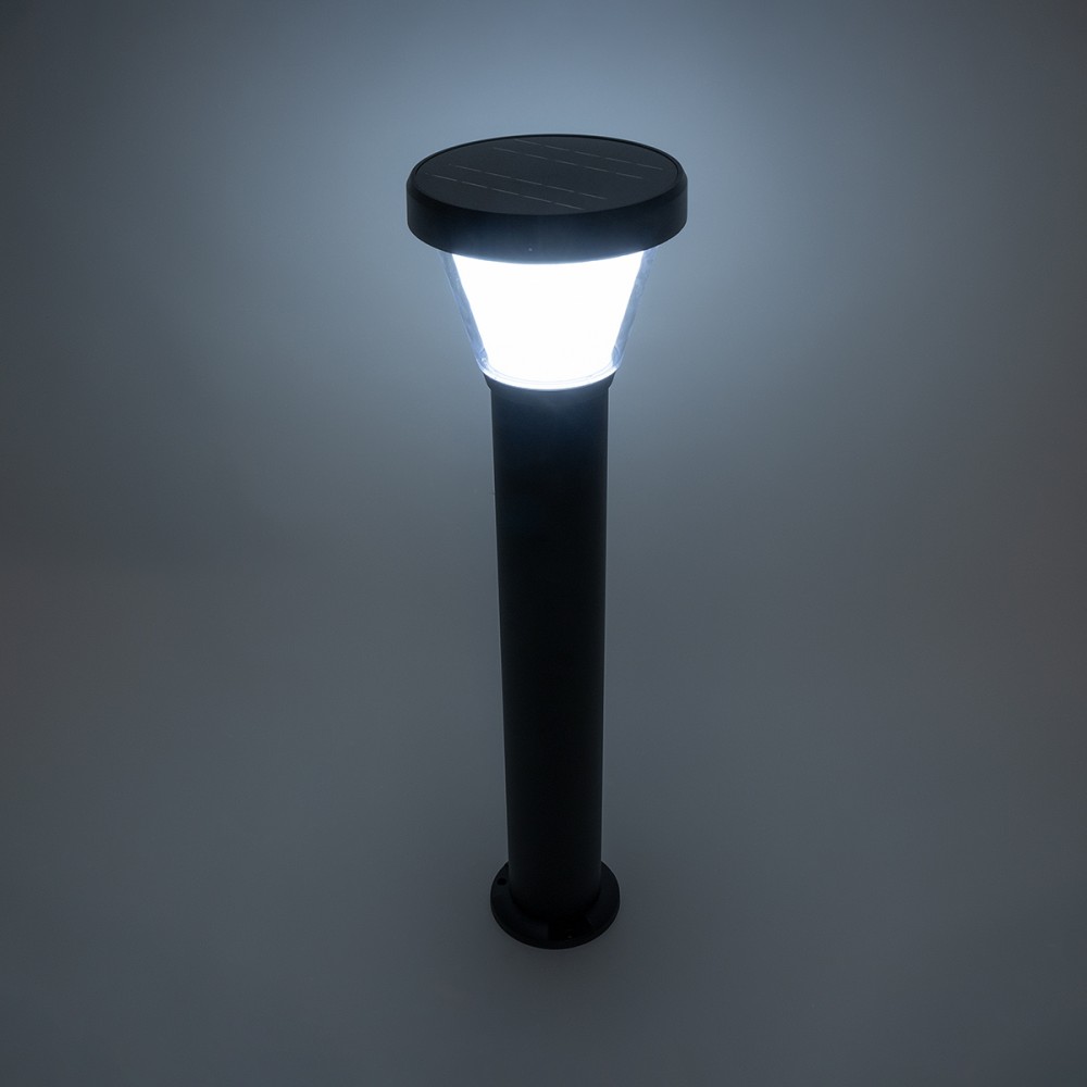 GloboStar® SOLARDIS 90523 LED Solar Bollard Light Κολωνάκι Κήπου Εξωτερικού Χώρου 10W 180lm 120° με Ενσωματωμένο Φωτοβολταϊκό Panel 6V 5W & Επαναφορτιζόμενη Μπαταρία Li-ion 3.2V 6000mAh με Αισθητήρα Ημέρας-Νύχτας - Αδιάβροχο IP65 Φ24 x Υ88cm Ψυχρό Λευ