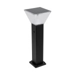 GLOBOSTAR® VEGGIE 90524 Φωτιστικό Κολωνάκι Κήπου LED 10W 500lm 120° με Ενσωματωμένο Φωτοβολταϊκό Panel 6V 2W & Επαναφορτιζόμενη Μπαταρία Li-ion 3.2V 6000mAh με Αισθητήρα Ημέρας-Νύχτας Αδιάβροχο IP65 All in One CCT 6000K-4500K - Sanan SMD Chip - Μαύρο 