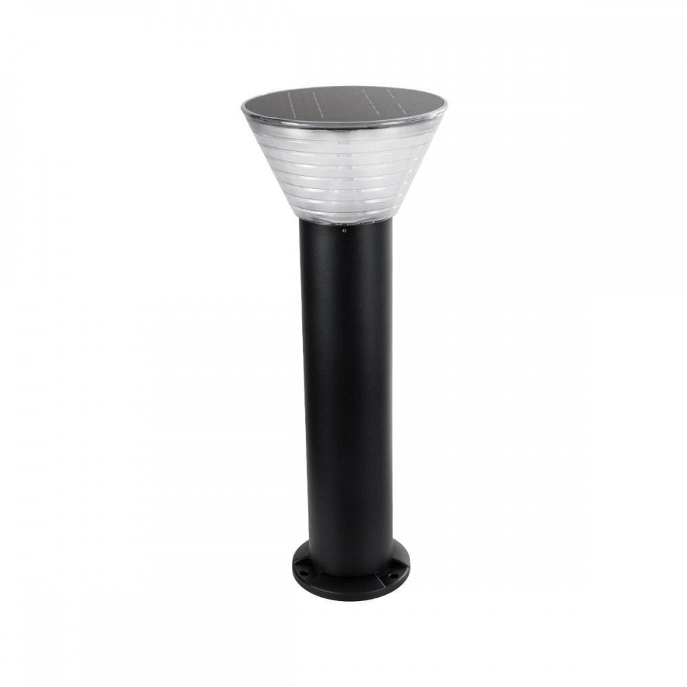GLOBOSTAR® VEGGIE 90525 Φωτιστικό Κολωνάκι Κήπου LED 10W 330lm 120° με Ενσωματωμένο Φωτοβολταϊκό Panel 6V 2W & Επαναφορτιζόμενη Μπαταρία Li-ion 3.2V 1800mAh με Αισθητήρα Ημέρας-Νύχτας Αδιάβροχο IP65 Ψυχρό Λευκό 6000K - Γκρι Ανθρακί - Μ23 x Π23 x Υ60cm