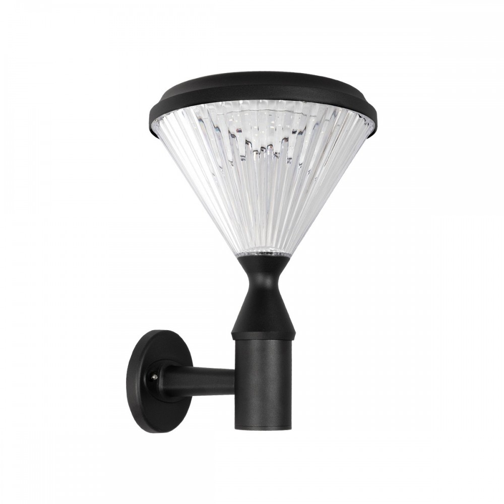 GLOBOSTAR® SOLARTIS 90527 Μοντέρνο Φωτιστικό Τοίχου - Απλίκα LED 10W 1000lm 180° με Ενσωματωμένο Φωτοβολταϊκό Panel 6V 5W & Επαναφορτιζόμενη Μπαταρία Li-ion 3.2V 6000mAh με Αισθητήρα Ημέρας-Νύχτας Αδιάβροχο IP65 Ψυχρό Λευκό 6000K - Sanan SMD Chip - Μα