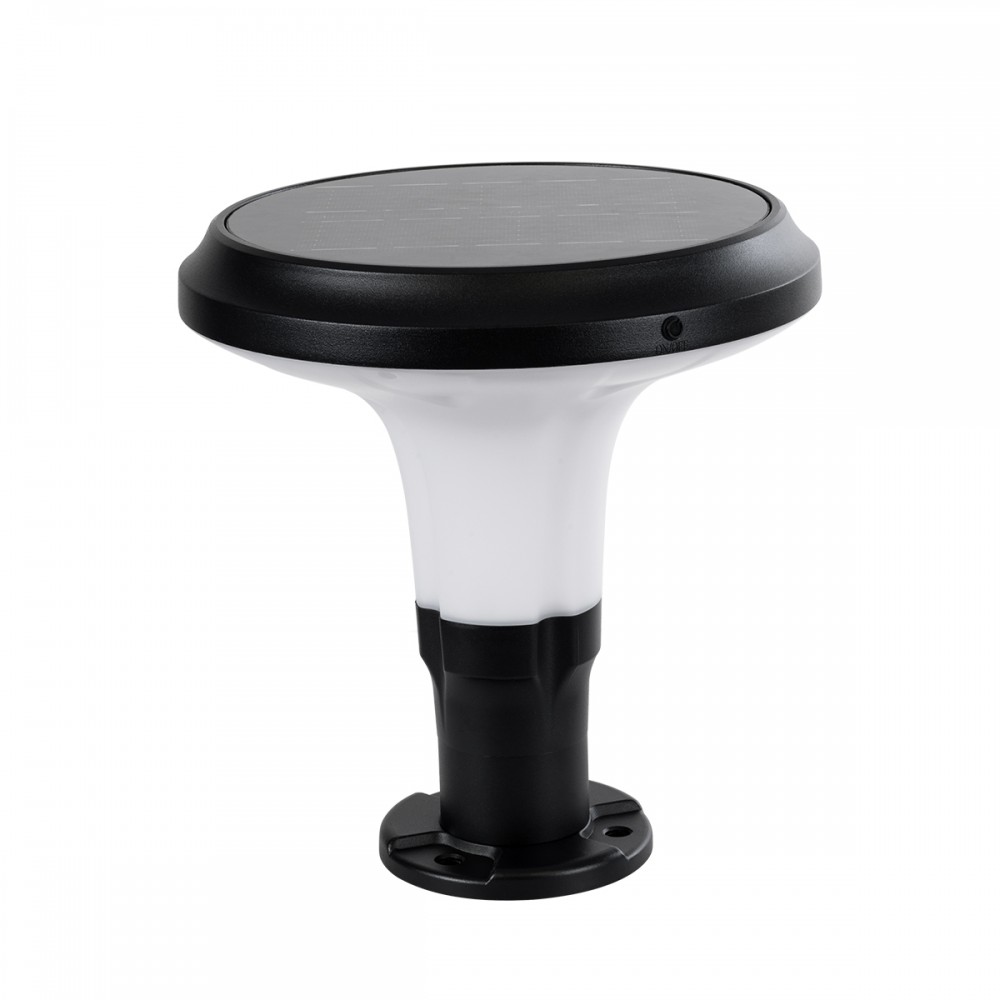 GLOBOSTAR® WHISPER 90535 Φωτιστικό Κολωνάκι Κήπου LED 10W 330lm 120° με Ενσωματωμένο Φωτοβολταϊκό Panel 6V 2W & Επαναφορτιζόμενη Μπαταρία Li-ion 3.2V 1800mAh με Αισθητήρα Ημέρας-Νύχτας Αδιάβροχο IP65 Ψυχρό Λευκό 6000K - Γκρι Ανθρακί - Μ25 x Π25 x Υ28c