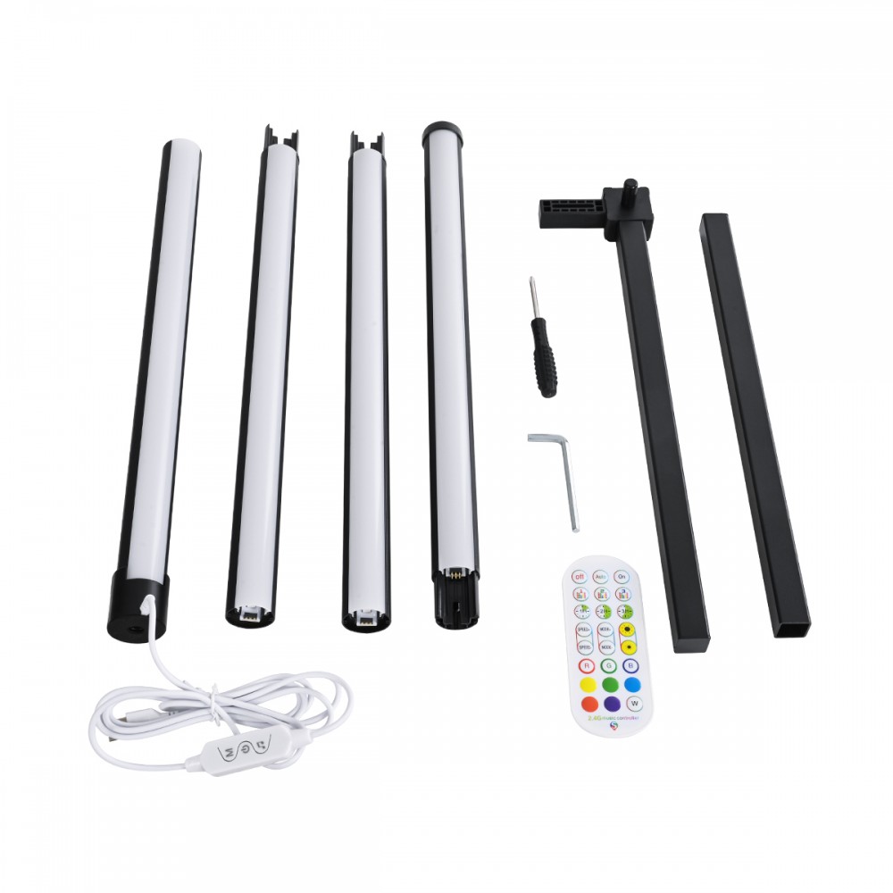 GloboStar® DIGICOLUMN 90763 Μοντέρνο Επιδαπέδιο Φωτιστικό Γραφείου Digital Pixel Symphony Bar LED 16W 1280lm 180° DC 5V με USB 2.0 IP20 - Εναλλαγή Φωτισμού μέσω Τηλεχειριστηρίου - Πολύχρωμα RGB - Dimmable - Μαύρο - Φ3 x Υ165cm - 2 Χρόνια Εγγύηση