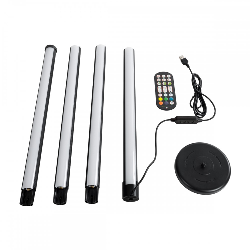 GloboStar® DIGICOLUMN 90764 Μοντέρνο Επιδαπέδιο Φωτιστικό Γραφείου Digital Pixel Symphony Bar LED 16W 1280lm 180° DC 5V με USB 2.0 IP20 - Εναλλαγή Φωτισμού μέσω Τηλεχειριστηρίου - Πολύχρωμα RGB - Dimmable - Μαύρο - Φ3 x Υ165cm - 2 Χρόνια Εγγύηση