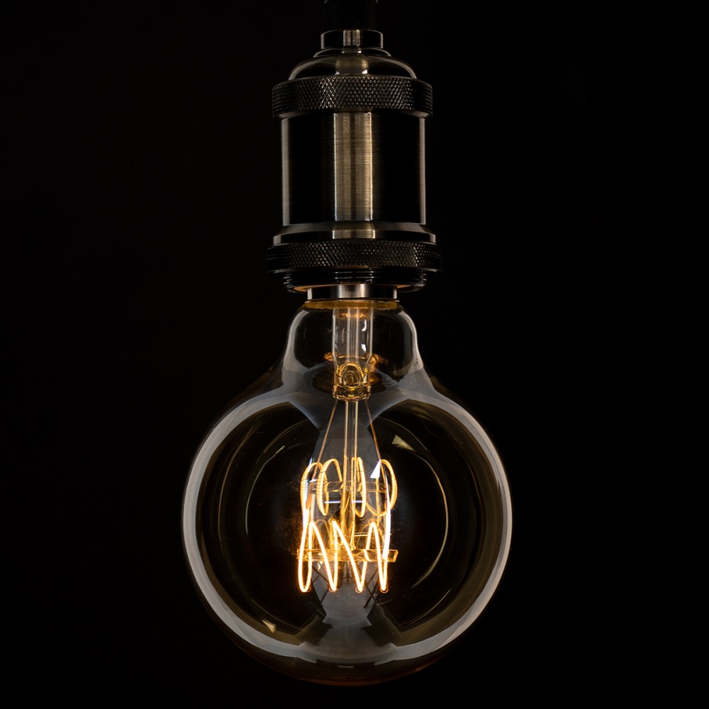 GloboStar® 99060 Λάμπα LED Ultra Thin Soft S Spiral Filament E27 G95 Γλόμπος 4W 280lm 360° AC 220-240V IP20 Φ9.5 x Υ13.5cm Ultra Θερμό Λευκό 2200K με Μελί Γυαλί - Dimmable - 3 Years Warranty