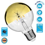 GloboStar® 99108 Λάμπα E27 G80 Γλόμπος με Ανεστραμμένο Χρυσό Καθρέπτη LED FILAMENT 4W 400 lm 320° AC 85-265V Edison Retro με Διάφανο-Χρυσό Γυαλί Ultra Θερμό Λευκό 2200 K Dimmable