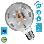GloboStar® 99139 Λάμπα E27 G125 Γλόμπος LED SOFT SPIRAL FILAMENT 6W 470 lm 320° AC 85-265V Edison Retro με Φιμέ Γυαλί Θερμό Λευκό 2700 K Dimmable