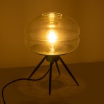 GLOBOSTAR® JAVAN 999-0036 Μοντέρνο Επιτραπέζιο Φωτιστικό Πορτατίφ με Ντουί 1 x E27 AC 220-240V IP20 - Διάφανο & Μαύρο - Μ30 x Π30 x Υ40cm