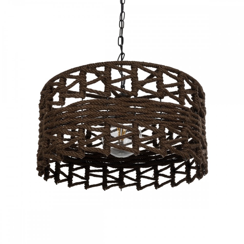 GLOBOSTAR® VERA 999-0069 Boho Κρεμαστό Φωτιστικό Οροφής με Ντουί 1 x E27 AC 220-240V IP20 - Καφέ - Μ50 x Π50 x Υ25cm