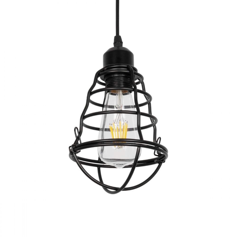 GLOBOSTAR® ALDO 999-0096 Vintage Κρεμαστό Φωτιστικό Οροφής με Ντουί 1 x E27 AC 220-240V IP20 - Μαύρο - Μ15 x Π15 x Υ24cm