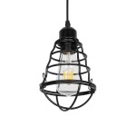 GLOBOSTAR® ALDO 999-0096 Vintage Κρεμαστό Φωτιστικό Οροφής με Ντουί 1 x E27 AC 220-240V IP20 - Μαύρο - Μ15 x Π15 x Υ24cm