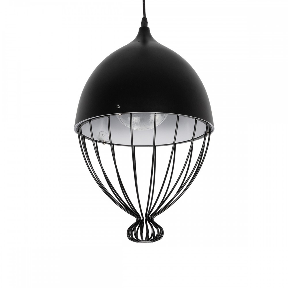 GLOBOSTAR® CANARIO 999-0111 Vintage Κρεμαστό Φωτιστικό Οροφής με Ντουί 1 x E27 AC 220-240V IP20 - Μαύρο - Μ28 x Π28 x Υ47cm