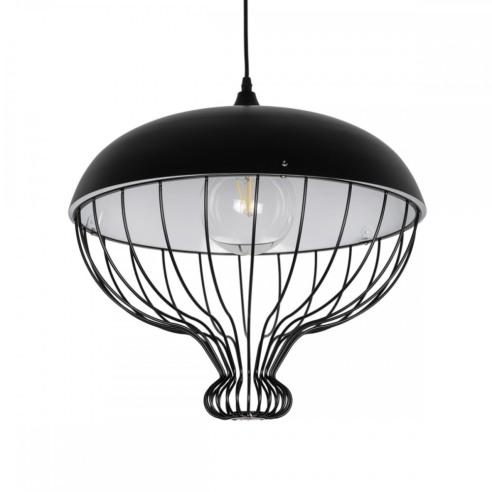 GLOBOSTAR® SOBRINO 999-0112 Vintage Κρεμαστό Φωτιστικό Οροφής με Ντουί 1 x E27 AC 220-240V IP20 - Μαύρο - Μ45 x Π45 x Υ45cm