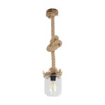 GLOBOSTAR® JAM 999-0116 Vintage Κρεμαστό Φωτιστικό Οροφής με Ντουί 1 x E27 AC 220-240V IP20 - Διάφανο & Μπεζ - Μ13 x Π13 x Υ125cm