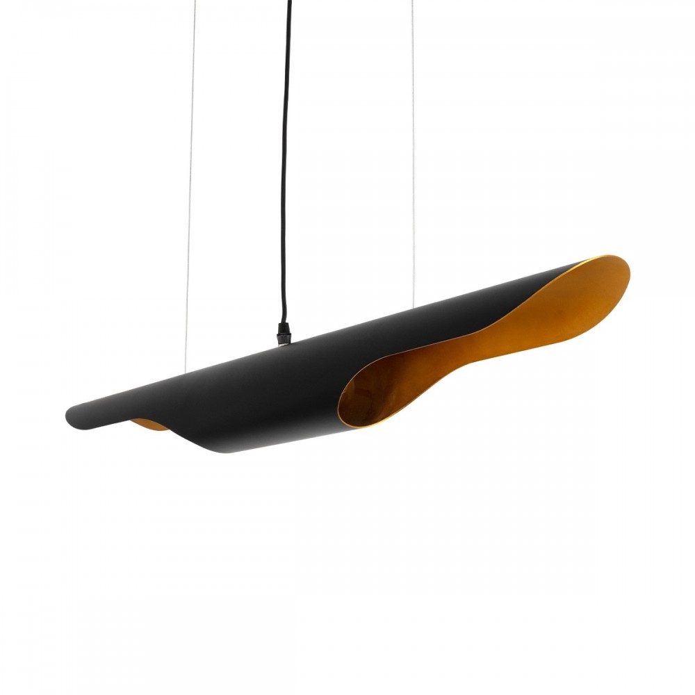 GLOBOSTAR® ESTERINA 999-0180 Μοντέρνο Κρεμαστό Φωτιστικό Οροφής με Ντουί 2 x E27 AC 220-240V IP20 - Μαύρο & Χρυσό - Μ100 x Π10 x Y10cm