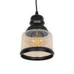 GLOBOSTAR® OLIVER 999-0187 Vintage Κρεμαστό Φωτιστικό Οροφής με Ντουί 1 x E27 AC 220-240V IP20 - Μελί & Μαύρο - Μ15 x Π15 x Υ21.5cm