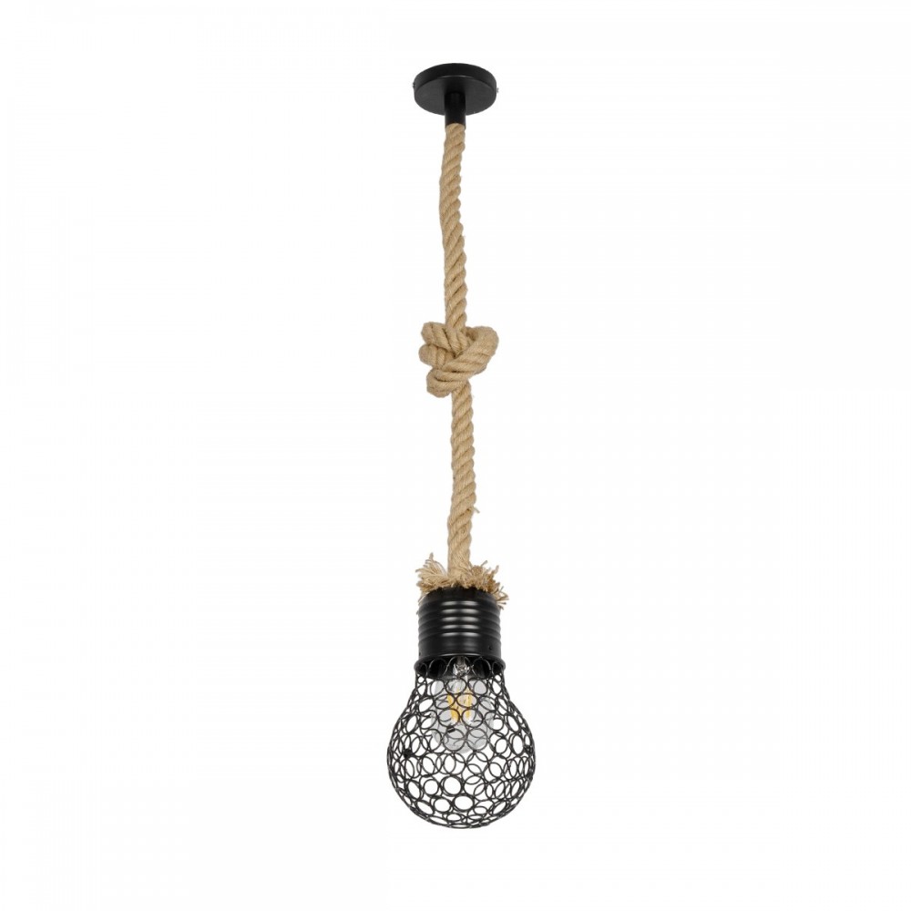 GLOBOSTAR® URBAN 999-0191 Vintage Κρεμαστό Φωτιστικό Οροφής με Ντουί 1 x E27 AC 220-240V IP20 - Μαύρο & Μπεζ - Μ15 x Π15 x Υ80cm
