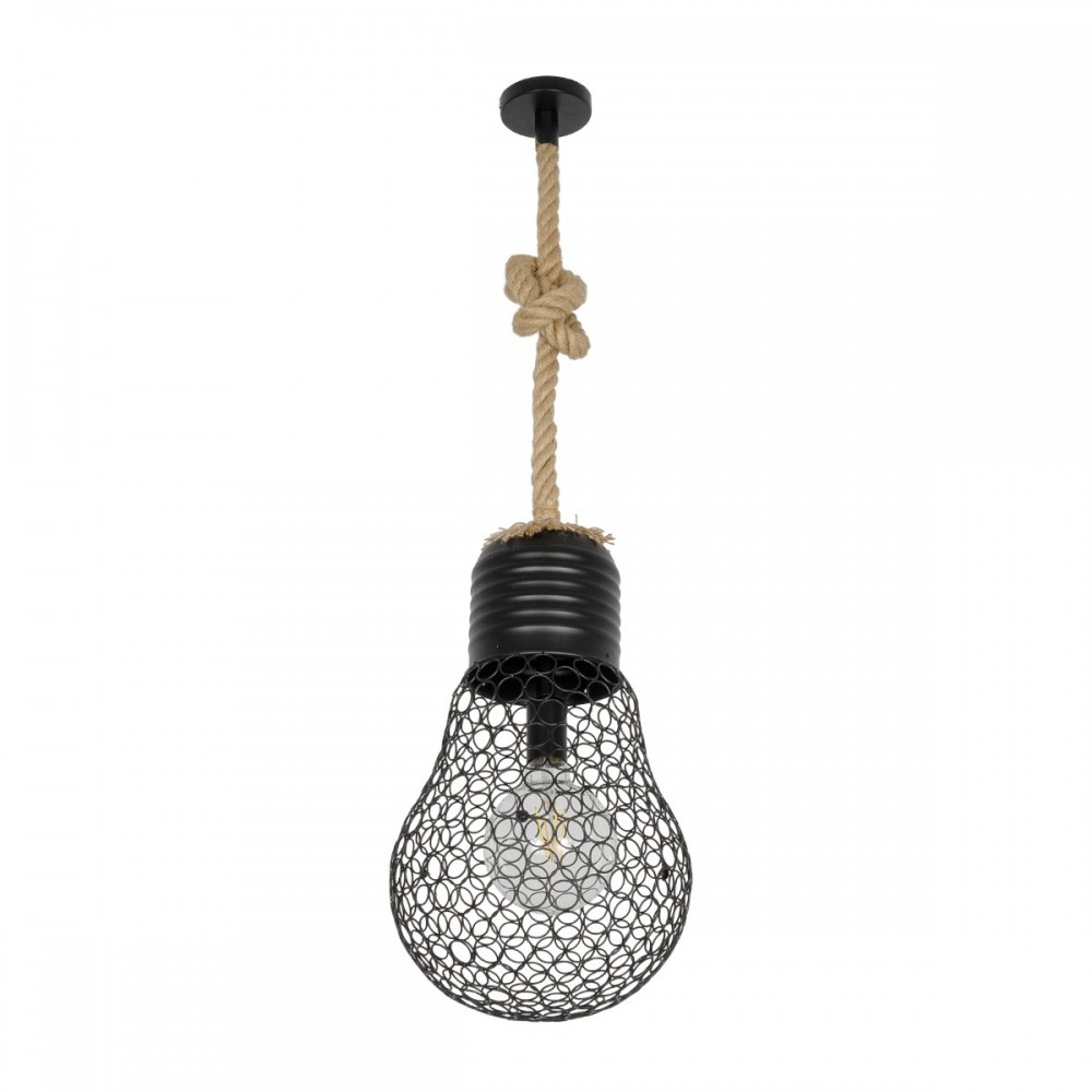 GLOBOSTAR® URBAN 999-0192 Vintage Κρεμαστό Φωτιστικό Οροφής με Ντουί 1 x E27 AC 220-240V IP20 - Μαύρο & Μπεζ - Μ28 x Π28 x Υ80cm