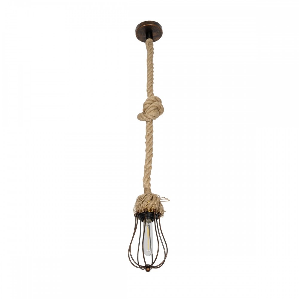 GLOBOSTAR® CAMBER 999-0200 Vintage Κρεμαστό Φωτιστικό Οροφής με Ντουί 1 x E27 AC 220-240V IP20 - Χάλκινο & Μπεζ - Μ12 x Π12 x Υ80cm