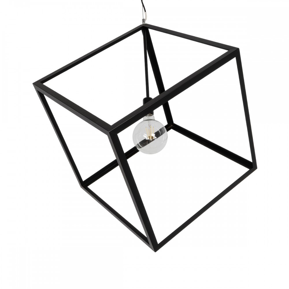 GLOBOSTAR® CUBE 999-0215 Μοντέρνο Κρεμαστό Φωτιστικό Οροφής με Ντουί 1 x E27 AC 220-240V IP20 - Μαύρο - Μ70 x Π70 x Υ87cm