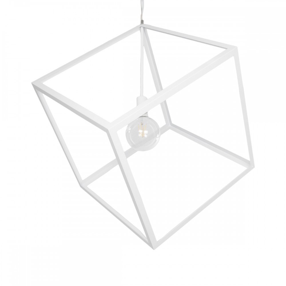GLOBOSTAR® CUBE 999-0217 Μοντέρνο Κρεμαστό Φωτιστικό Οροφής με Ντουί 1 x E27 AC 220-240V IP20 - Λευκό - Μ70 x Π70 x Y87cm