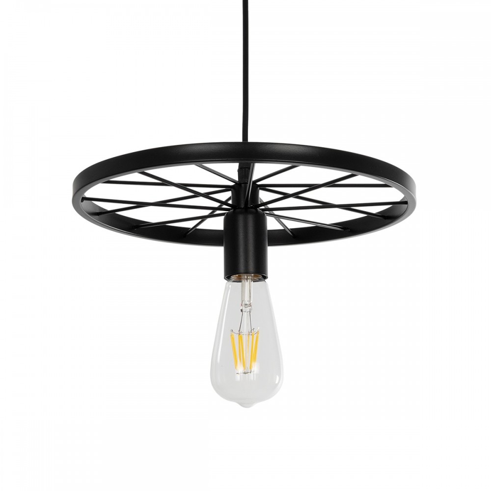GLOBOSTAR® CASTOR 999-0228 Vintage Κρεμαστό Φωτιστικό Οροφής με Ντουί 1 x E27 AC 220-240V IP20 - Μαύρο - Μ30 x Π30 x Υ11cm