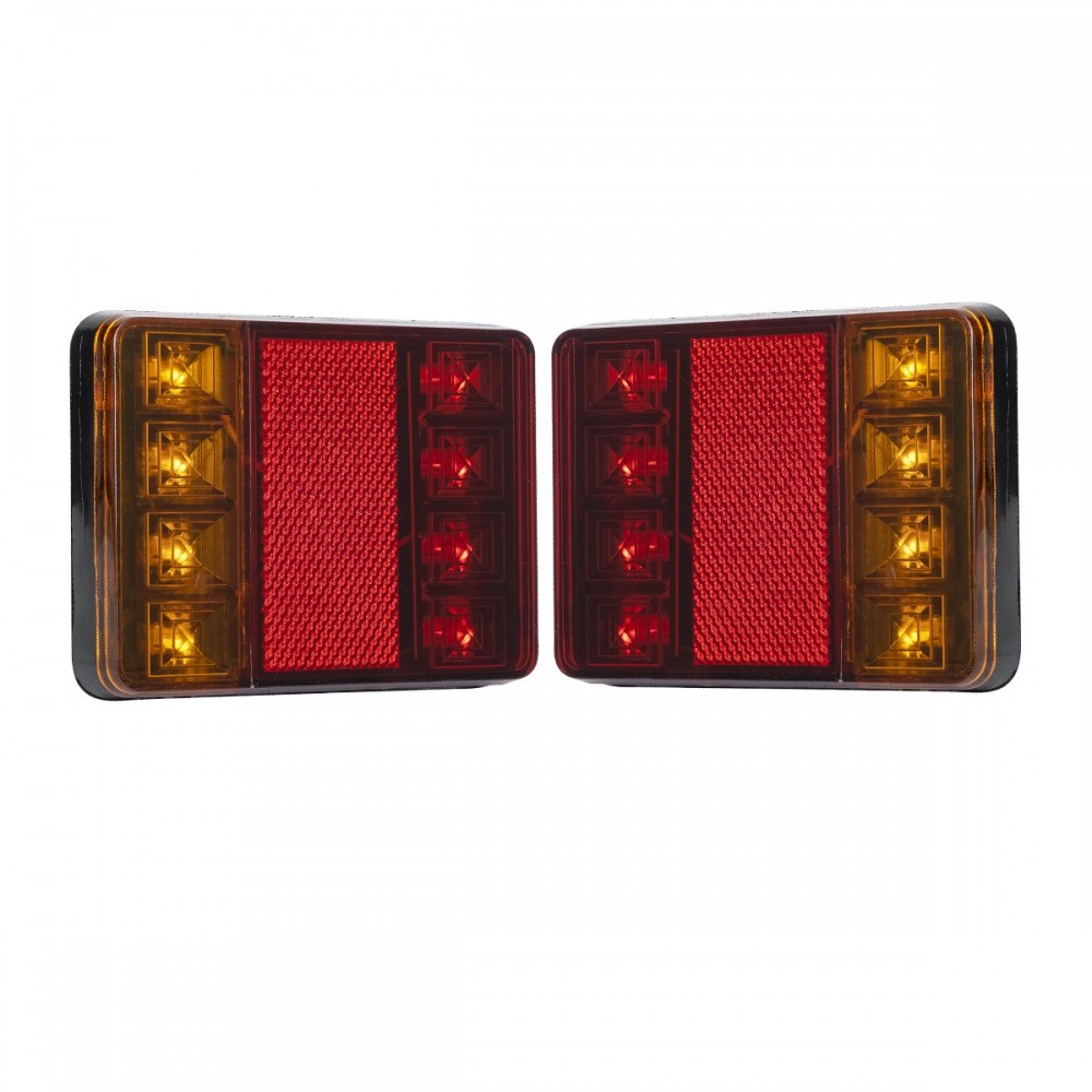 GLOBOSTAR® TAILIGHT 999-0255 Πίσω Φανάρι Οχημάτων LED 9W 360lm 140° DC 12V Αδιάβροχο IP66 Πορτοκαλί & Κόκκινο & Ψυχρό Λευκό 6000K - Μ12 x Π9.5 x Υ2cm - Πακέτο 2 Τεμαχίων - 1 Χρόνο Εγγύηση