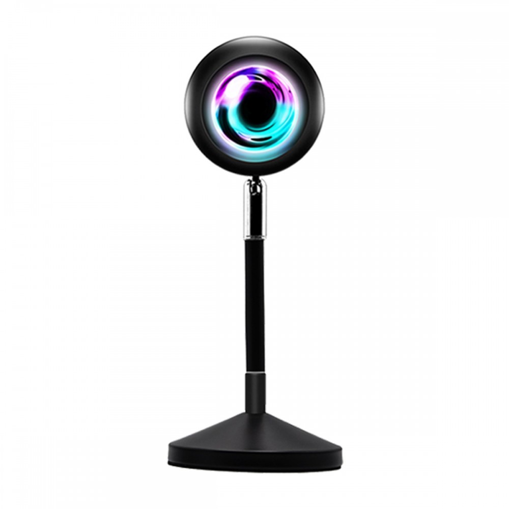 GLOBOSTAR® SUNSET GLB-106-0022 Επιτραπέζιο Φωτιστικό Πορτατίφ Προτζέκτορας Sunset με RF Ασύρματο Χειριστήριο & Λειτουργία μέσω WiFi APP LED 6W 360lm 60° AC 220-240V IP20 Πολύχρωμο RGB Dimmable - Sanan SMD Chip - Μαύρο - Μ10 x Π10 x Υ27cm - 2 Χρόνια Εγ