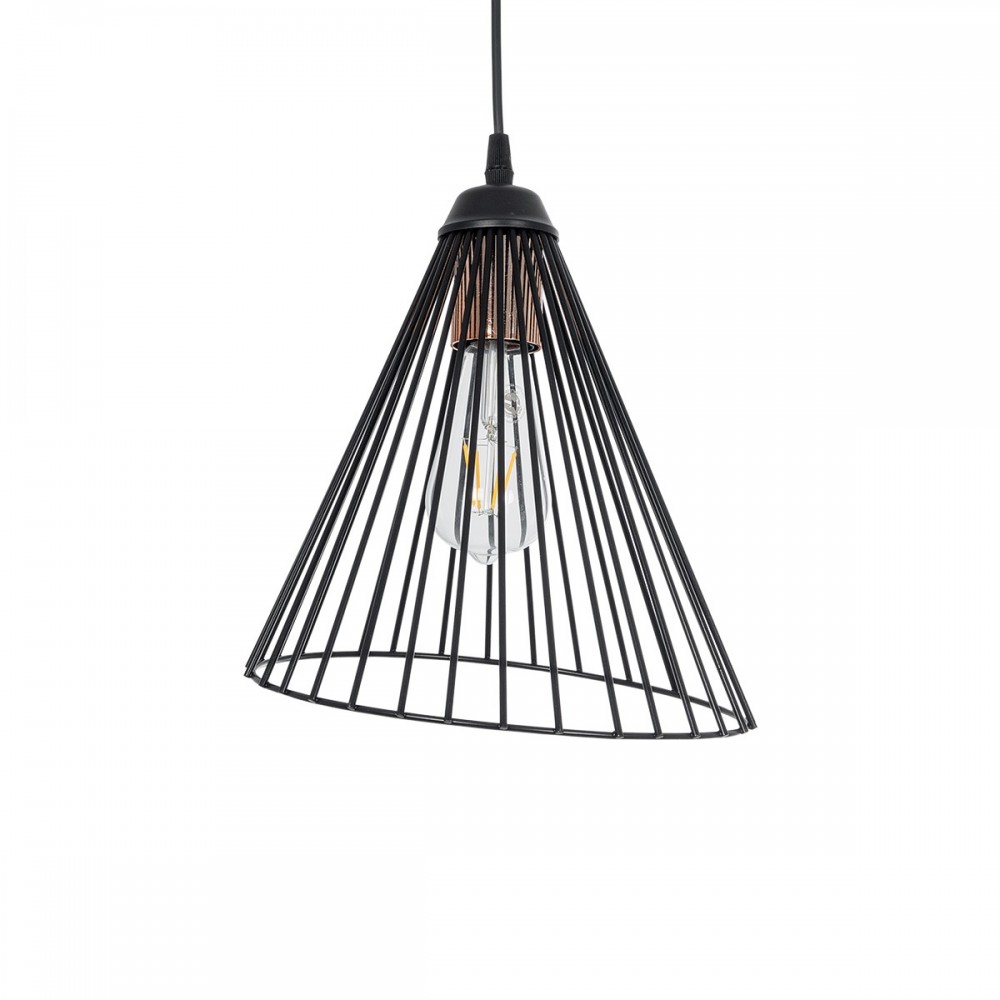 GLOBOSTAR® ARCWIRE LE-203-0015 Μοντέρνο Κρεμαστό Φωτιστικό Οροφής με Ντουί 1 x E27 AC 220-240V IP20 - Μαύρο - Μ25 x Π25 x Υ30cm
