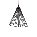 GLOBOSTAR® ARCWIRE LE-203-0015 Μοντέρνο Κρεμαστό Φωτιστικό Οροφής με Ντουί 1 x E27 AC 220-240V IP20 - Μαύρο - Μ25 x Π25 x Υ30cm