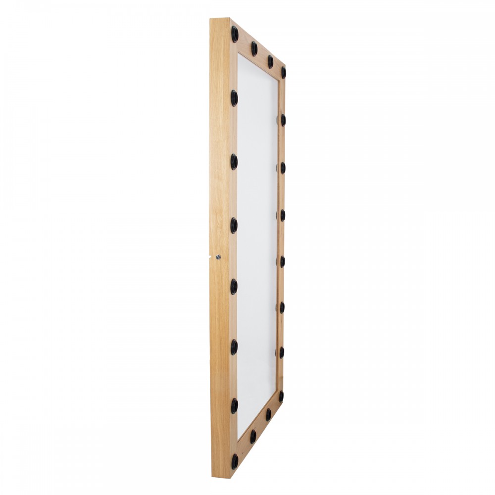 GloboStar® MAKEUP MIRROR-160x80-1 Μοντέρνος Καθρέπτης Μακιγιάζ με Πλαίσιο Φυσικού Ξύλου με Διακόπτη On/Off 20 x E27 AC220-240V - Μ80 x Π7 x Υ160cm - Μπεζ Δρυς