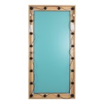 GloboStar® MAKEUP MIRROR-160x80-1 Μοντέρνος Καθρέπτης Μακιγιάζ με Πλαίσιο Φυσικού Ξύλου με Διακόπτη On/Off 20 x E27 AC220-240V - Μ80 x Π7 x Υ160cm - Μπεζ Δρυς
