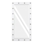 GloboStar® MAKEUP MIRROR-160x80-4 Μοντέρνος Καθρέπτης Μακιγιάζ με Πλαίσιο Φυσικού Ξύλου με Διακόπτη On/Off 20 x E27 AC220-240V - Μ80 x Π7 x Υ160cm - Λευκή Λάκα