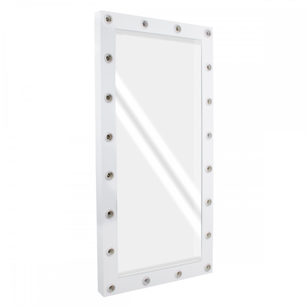 GloboStar® MAKEUP MIRROR-160x80-4 Μοντέρνος Καθρέπτης Μακιγιάζ με Πλαίσιο Φυσικού Ξύλου με Διακόπτη On/Off 20 x E27 AC220-240V - Μ80 x Π7 x Υ160cm - Λευκή Λάκα