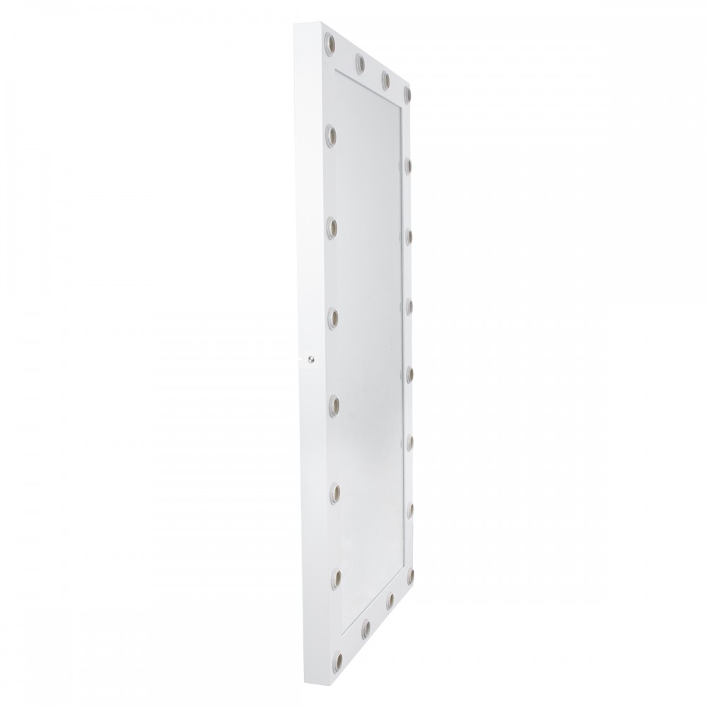 GloboStar® MAKEUP MIRROR-160x80-4 Μοντέρνος Καθρέπτης Μακιγιάζ με Πλαίσιο Φυσικού Ξύλου με Διακόπτη On/Off 20 x E27 AC220-240V - Μ80 x Π7 x Υ160cm - Λευκή Λάκα