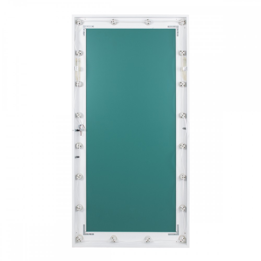 GloboStar® MAKEUP MIRROR-160x80-4 Μοντέρνος Καθρέπτης Μακιγιάζ με Πλαίσιο Φυσικού Ξύλου με Διακόπτη On/Off 20 x E27 AC220-240V - Μ80 x Π7 x Υ160cm - Λευκή Λάκα