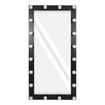 GloboStar® MAKEUP MIRROR-160x80-5 Μοντέρνος Καθρέπτης Μακιγιάζ με Πλαίσιο Φυσικού Ξύλου με Διακόπτη On/Off 20 x E27 AC220-240V - Μ80 x Π7 x Υ160cm - Μαύρος Έβενος