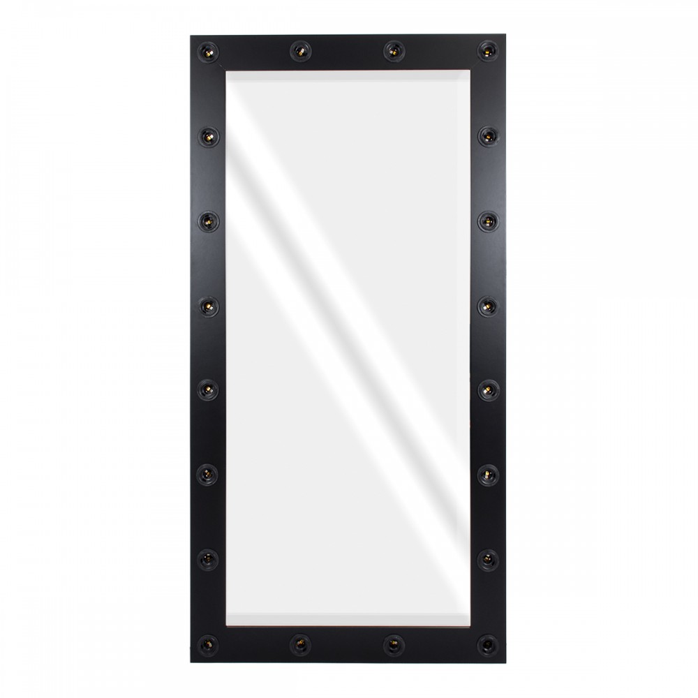 GloboStar® MAKEUP MIRROR-160x80-5 Μοντέρνος Καθρέπτης Μακιγιάζ με Πλαίσιο Φυσικού Ξύλου με Διακόπτη On/Off 20 x E27 AC220-240V - Μ80 x Π7 x Υ160cm - Μαύρος Έβενος
