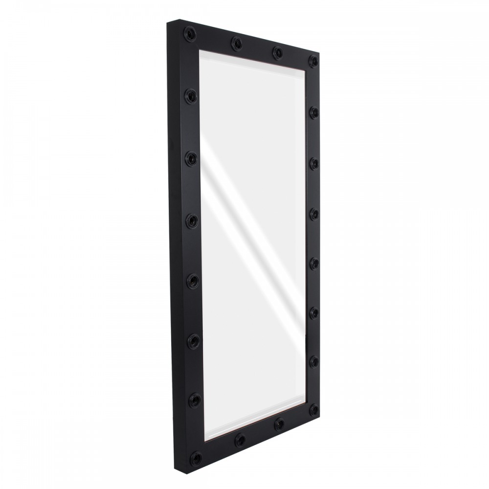 GloboStar® MAKEUP MIRROR-160x80-5 Μοντέρνος Καθρέπτης Μακιγιάζ με Πλαίσιο Φυσικού Ξύλου με Διακόπτη On/Off 20 x E27 AC220-240V - Μ80 x Π7 x Υ160cm - Μαύρος Έβενος