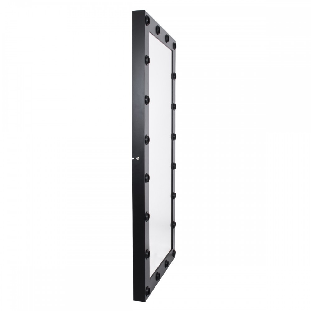 GloboStar® MAKEUP MIRROR-160x80-5 Μοντέρνος Καθρέπτης Μακιγιάζ με Πλαίσιο Φυσικού Ξύλου με Διακόπτη On/Off 20 x E27 AC220-240V - Μ80 x Π7 x Υ160cm - Μαύρος Έβενος