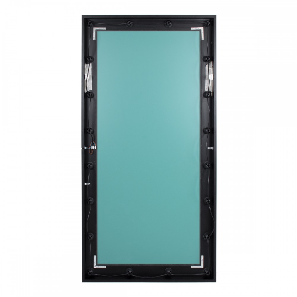 GloboStar® MAKEUP MIRROR-160x80-5 Μοντέρνος Καθρέπτης Μακιγιάζ με Πλαίσιο Φυσικού Ξύλου με Διακόπτη On/Off 20 x E27 AC220-240V - Μ80 x Π7 x Υ160cm - Μαύρος Έβενος