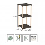 Ραφιέρα δαπέδου πλαστική - ξύλινη χρώμα φυσικό - μαύρο 28x25x72εκ.