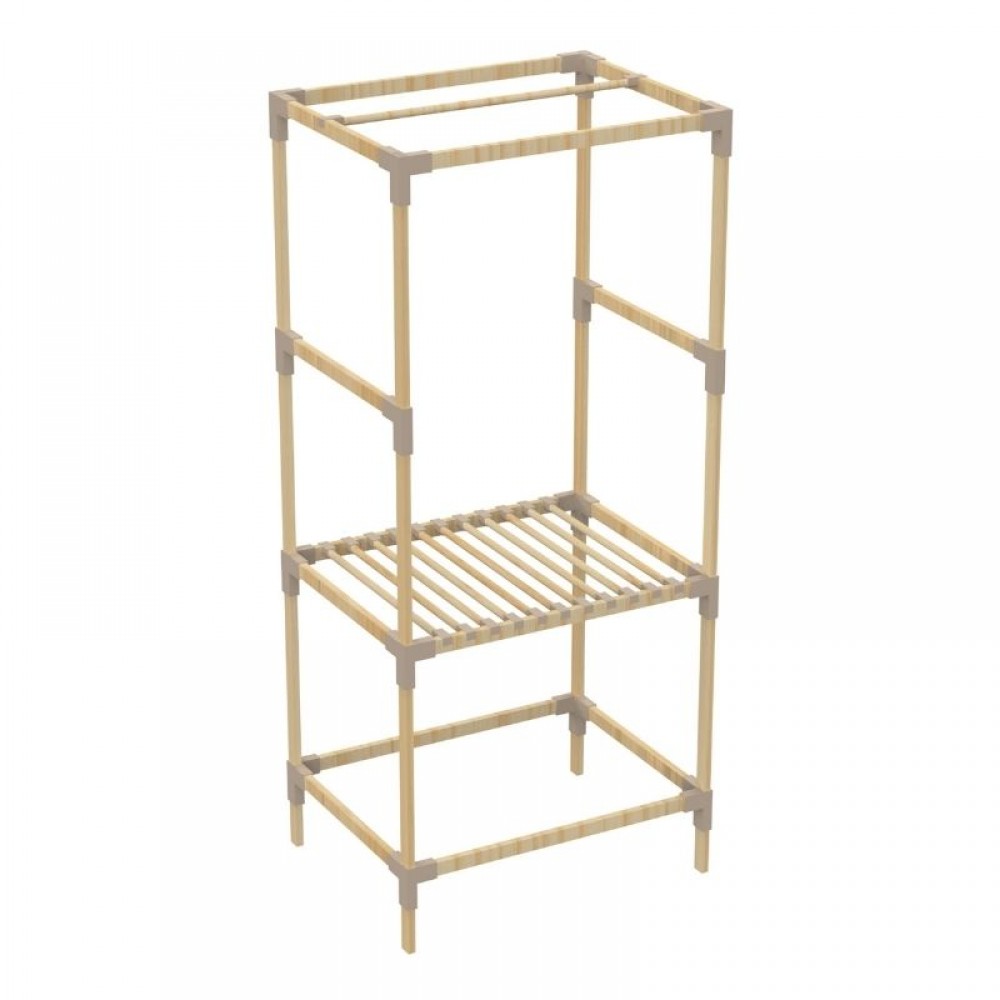 Ντουλάπα ρούχων ανοιχτή - Έπιπλο εισόδου ξύλινο - πλαστικό χρώμα φυσικό - μπεζ 75x46x156εκ.