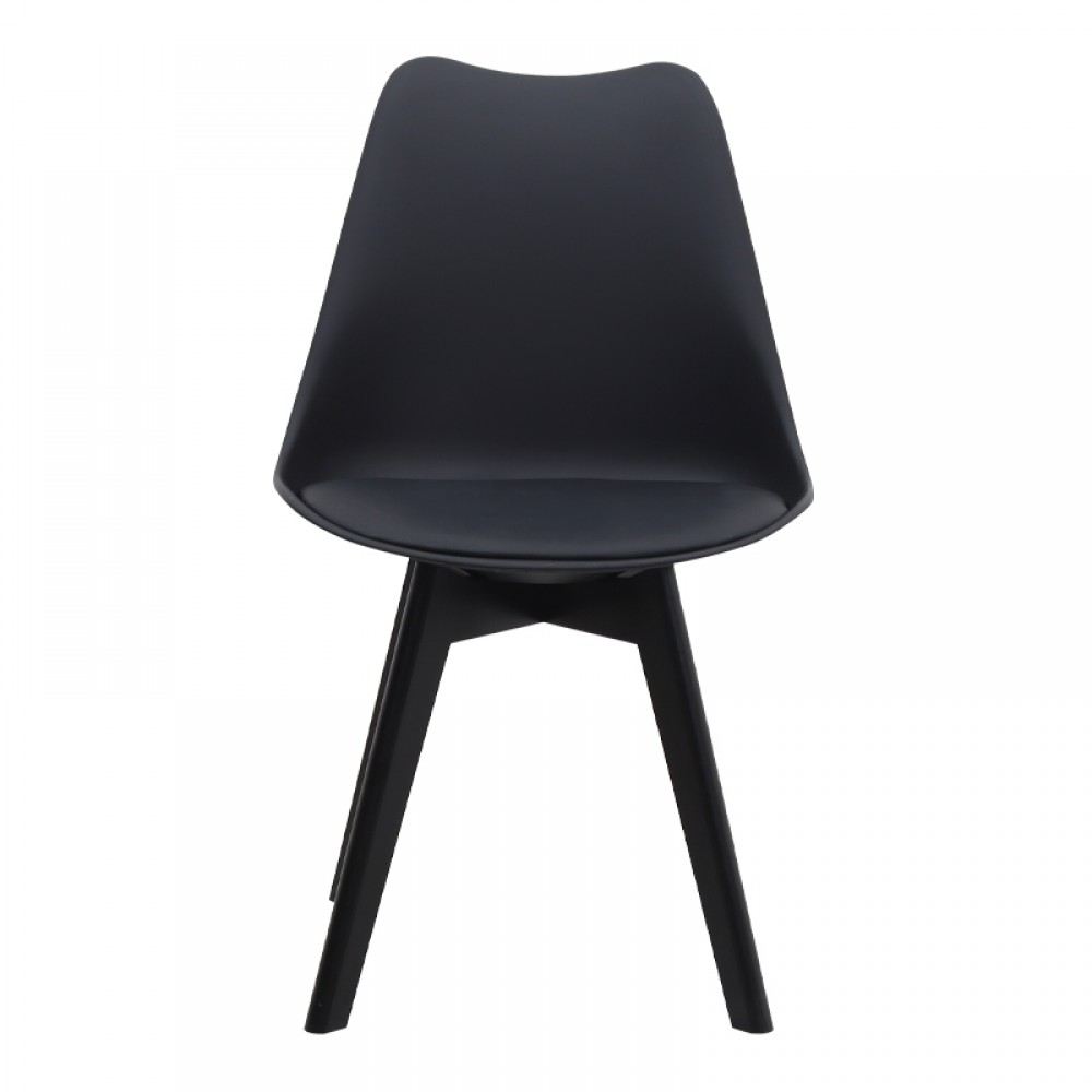 Καρέκλα τραπεζαρίας Viva Megapap PP - PU μαύρο - ξύλινο μαύρο πόδι 48,5x54x80εκ.